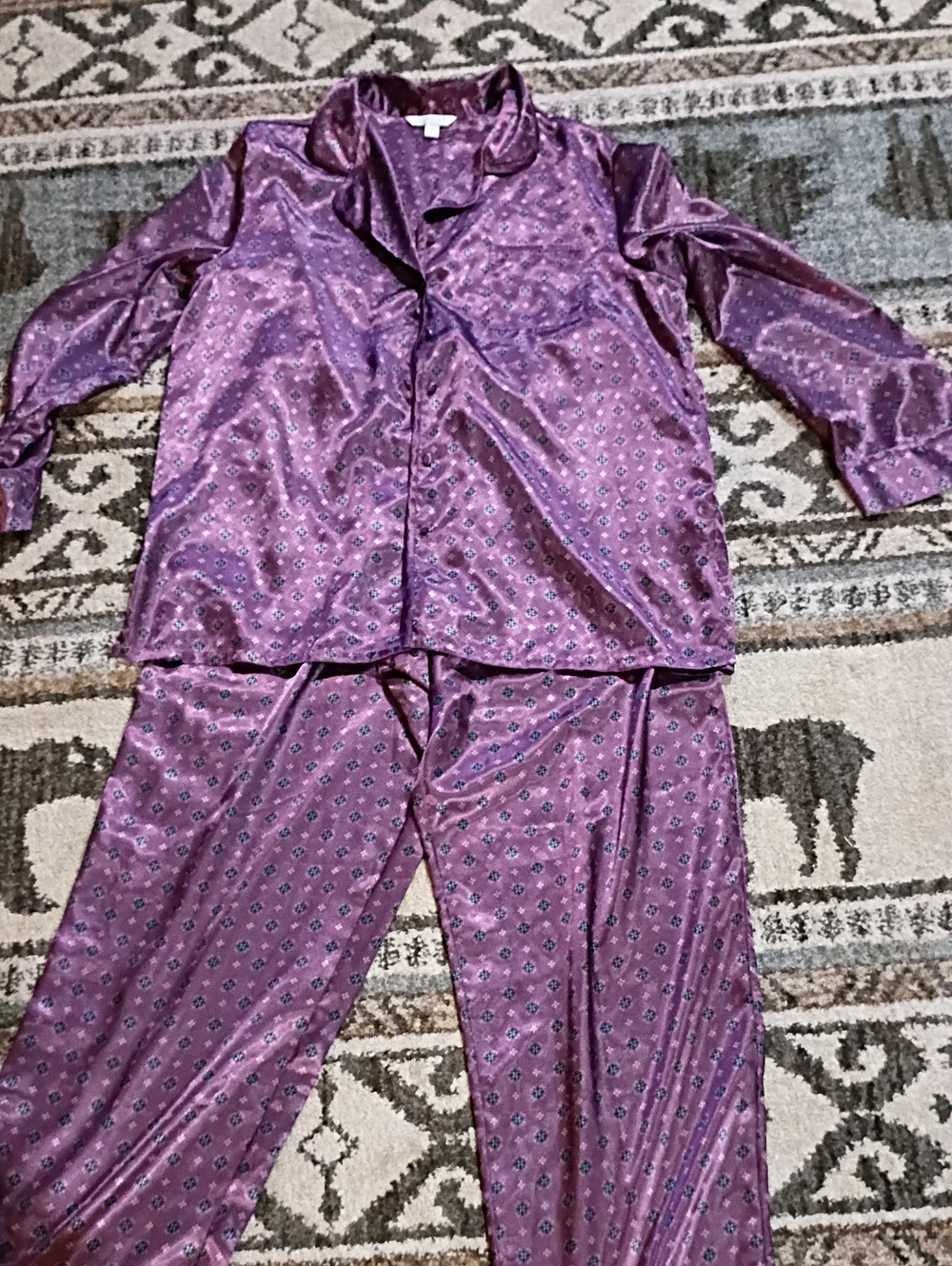Croft & Barrow Purple Satin Pajama Set - Long Sleeve Top & Pants